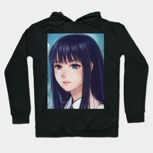 Sad anime girl with black hair Hoodie